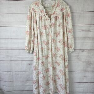 Vintage Victorias Secret Nightgown Womens Medium Floral Lace Long Sleeve 90s